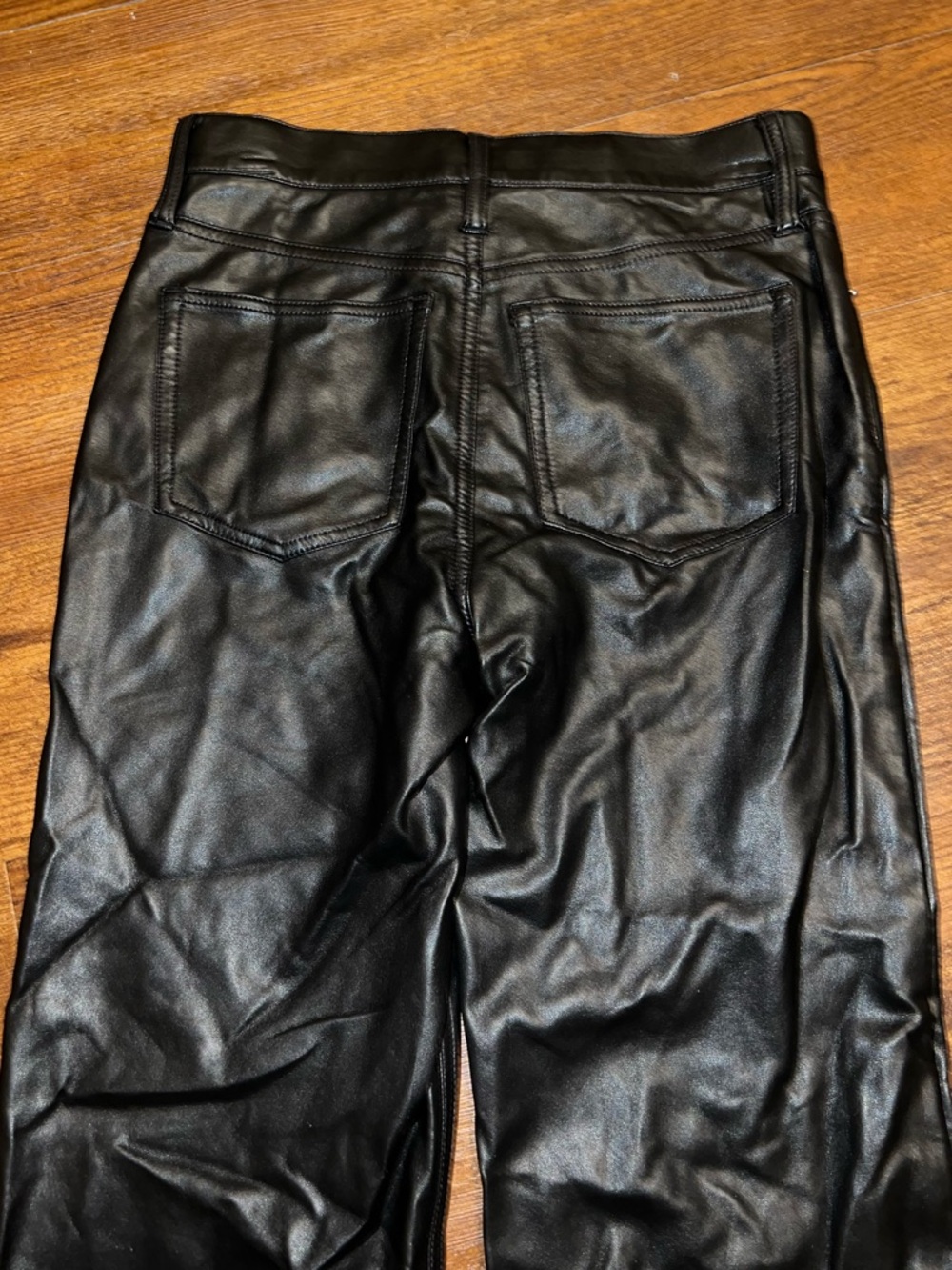 J. Crew Black Faux Leather Straight Leg High Rise 5 Pocket Pants Womens Size 25 - Picture 6 of 8